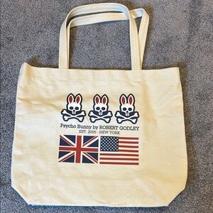 New! Psycho Bunny Canvas Tote Bag